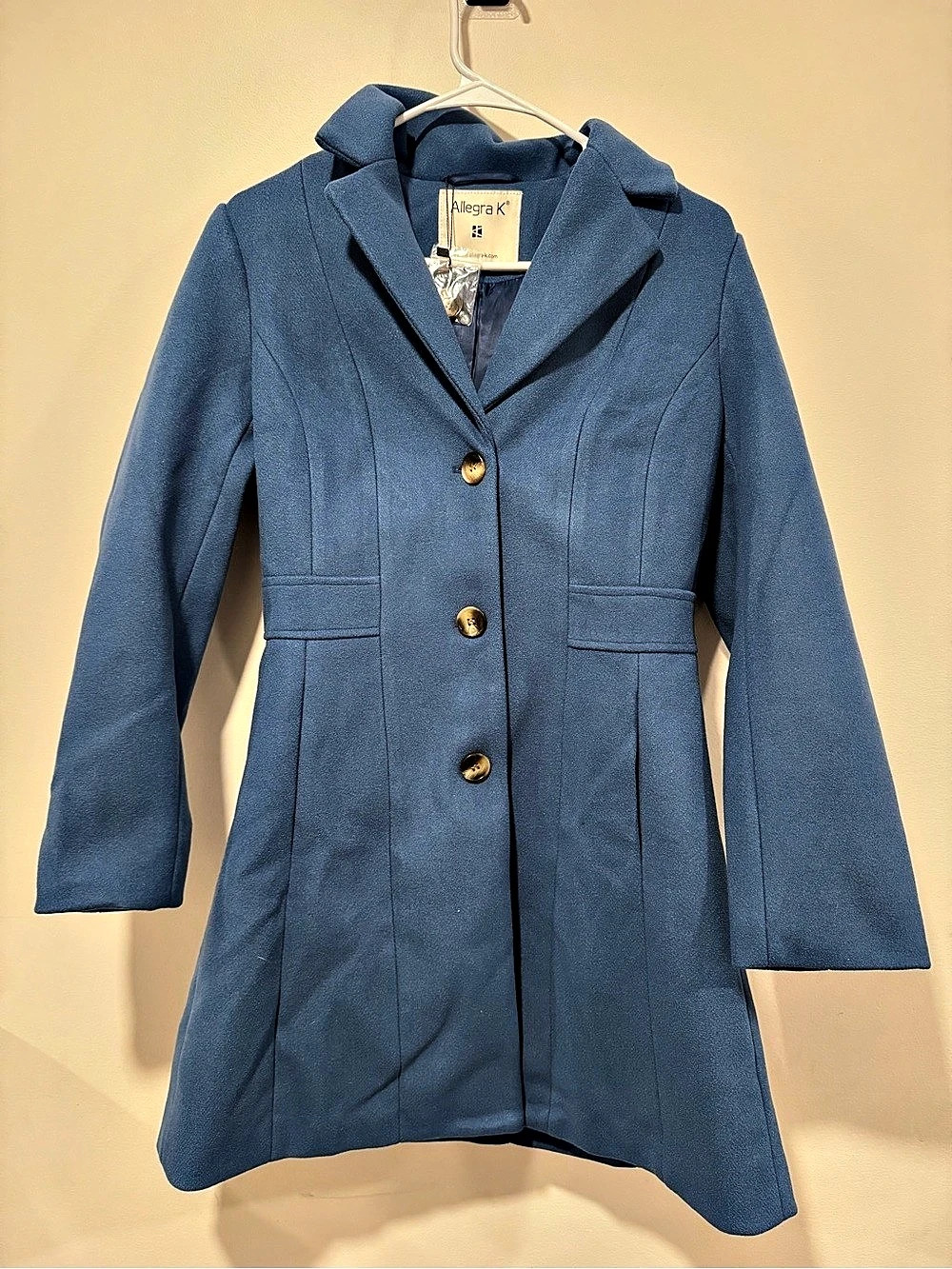Allegra K Single Breasted Long Sleeve Mid-Long Winter A Line Pea Coat Small